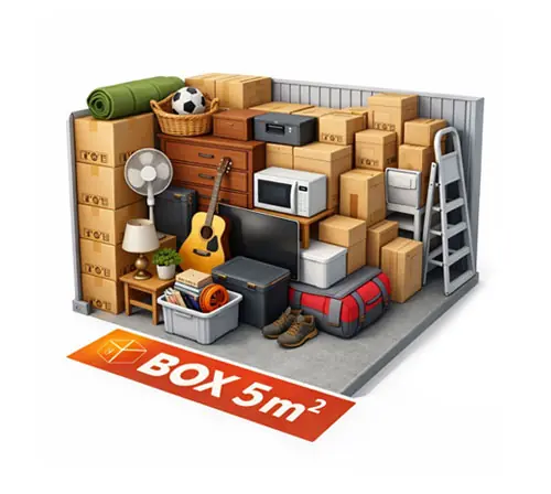Box de stockage 5 m² : exemple d’aménagement pour cartons et petits meubles